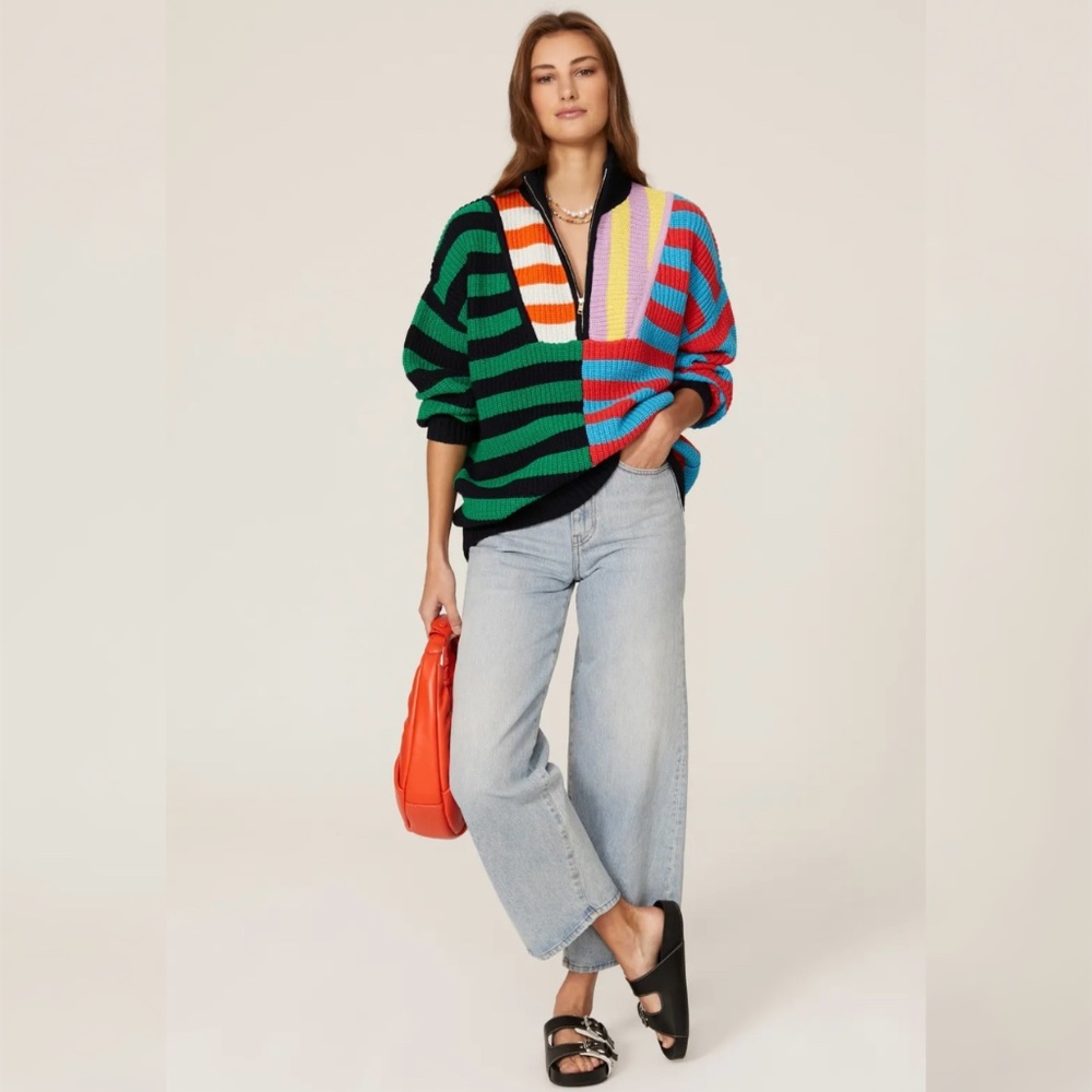 STAUD Multicolor Striped Hampton Sweater